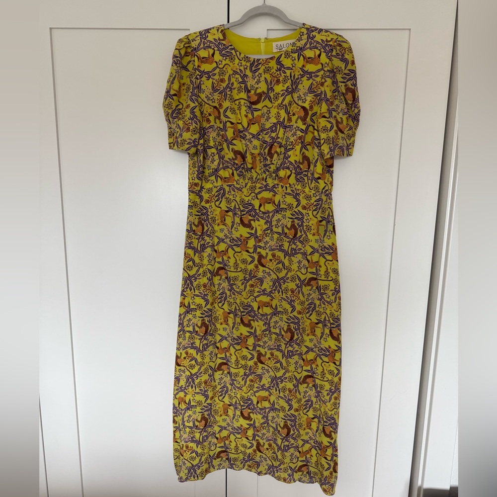Saloni Bianca Yellow Lemur Dress US Size 12